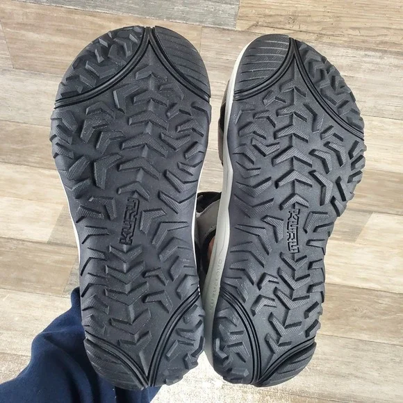 Kuru Tread Womens Sandals Sz 8 M Fossil Gray Sky Blue Jet Black Suede Comfort - Picture 10 of 12